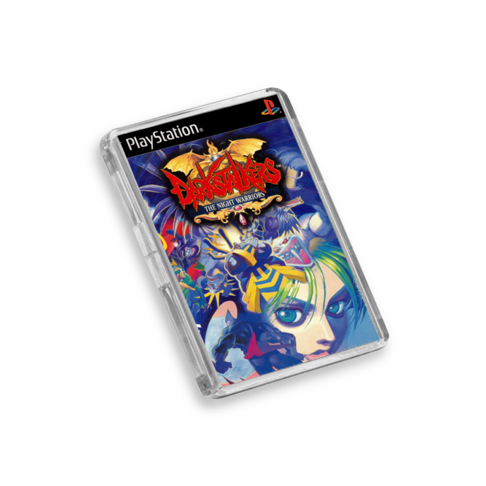 Plastic Darkstalkers PS1 fridge magnet on a white background