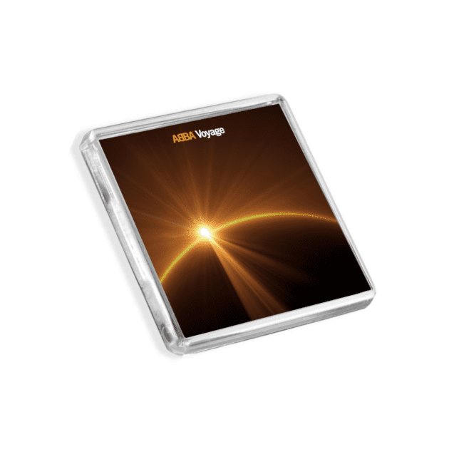 Image of ABBA - Voyage album cover-inspired fridge magnet on a white background