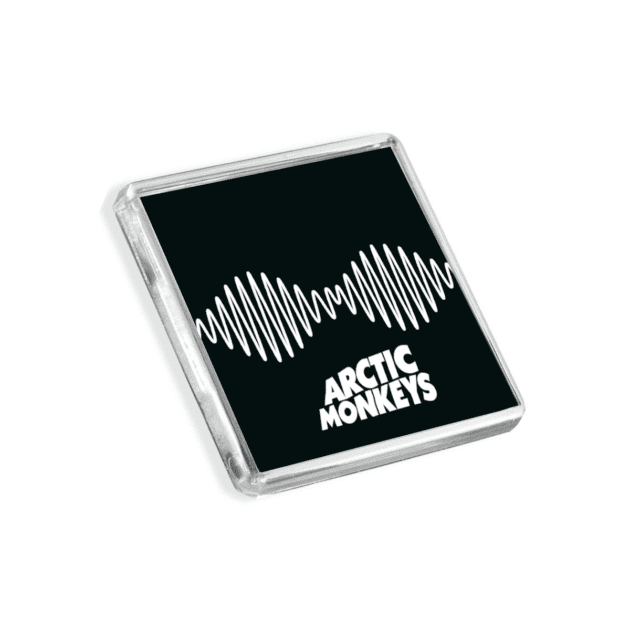 Image of Arctic Moneys AM album cover-inspired fridge magnet on a white background