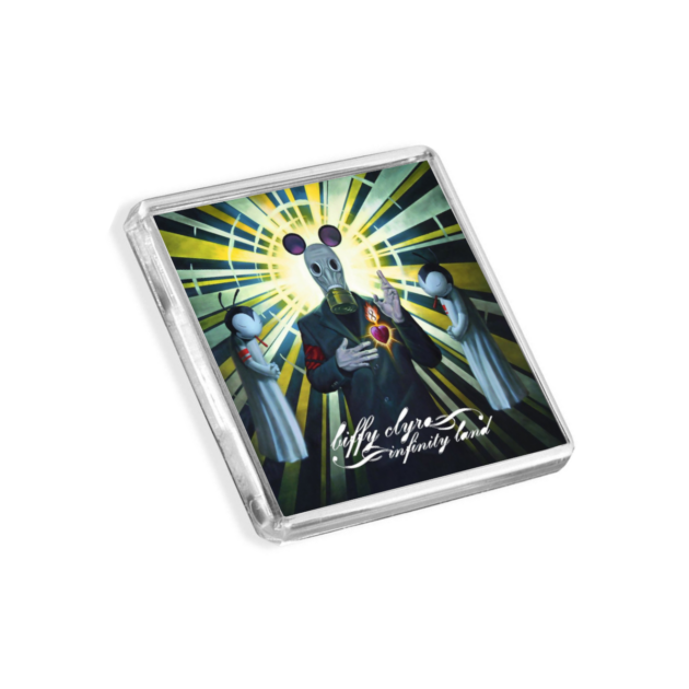 Image of Biffy Clyro - Infinity Land album cover-inspired fridge magnet on a white background