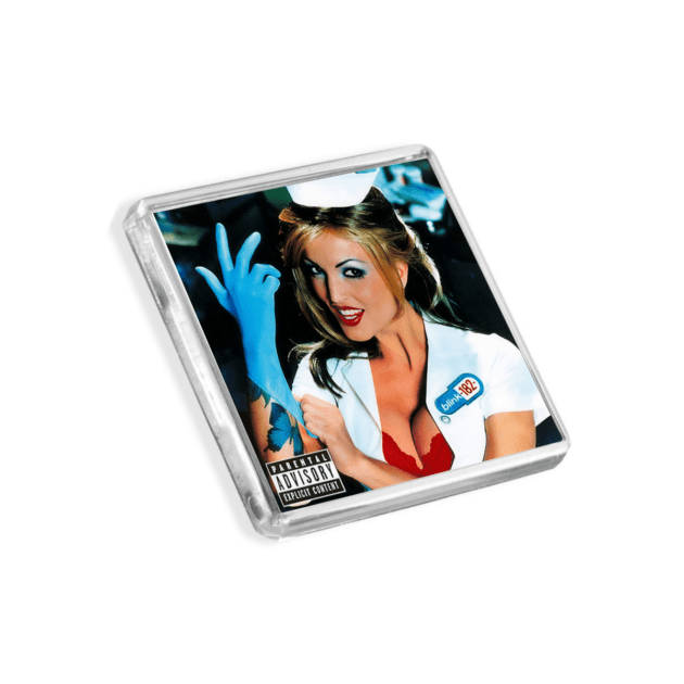 Image of Blink 182 - Enema of the State album cover-inspired fridge magnet on a white background
