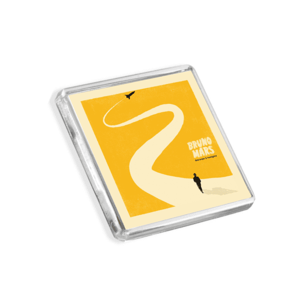 Image of Bruno Mars - Doo-wops and Hooligans album cover-inspired fridge magnet on a white background