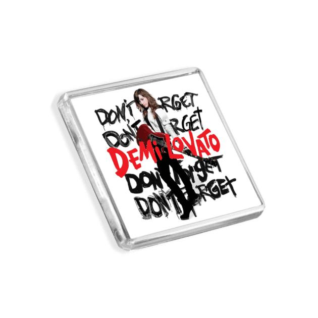 Image of Demi Lovato - Don't Forget album cover-inspired fridge magnet on a white background