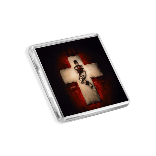 Image of Demi Lovato - Holy Fvck album cover-inspired fridge magnet on a white background