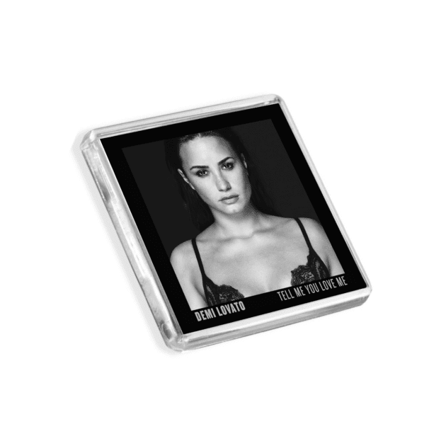 Image of Demi Lovato - Tell Me You Love Me album cover-inspired fridge magnet on a white background