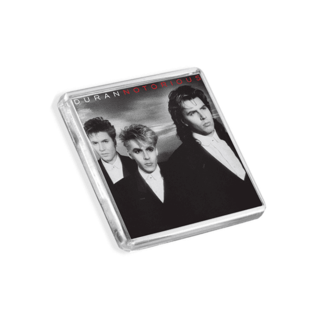 Image of Duran Duran - Notorious album cover-inspired fridge magnet on a white background