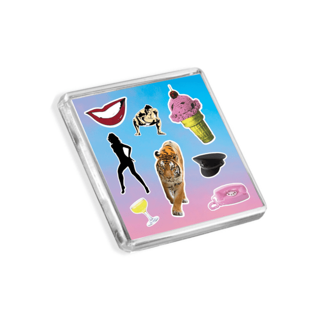 Image of Duran Duran - Paper Gods album cover-inspired fridge magnet on a white background