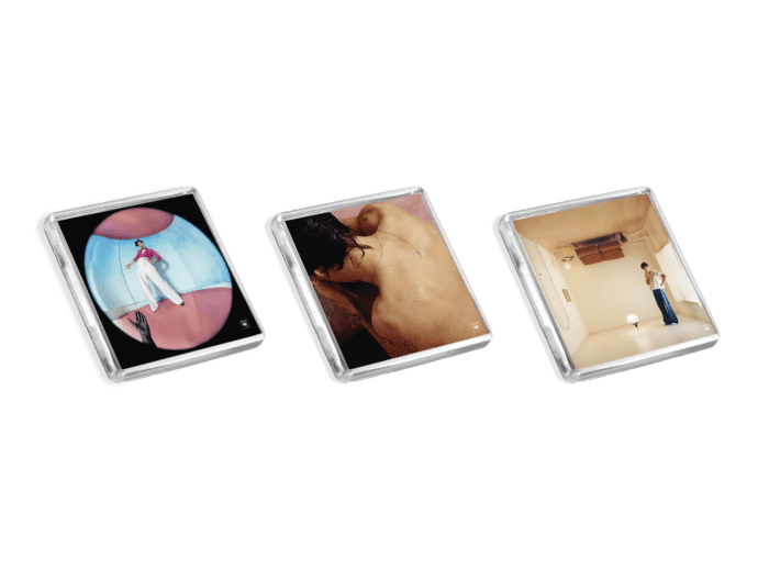 Set of 3 Harry Styles album cover-inspired fridge magnets on a white background