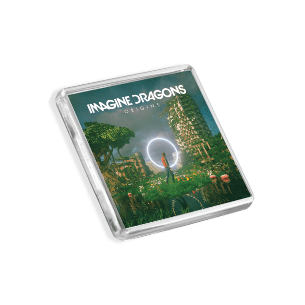 Image of Imagine Dragons - Origins album cover-inspired fridge magnet on a white background