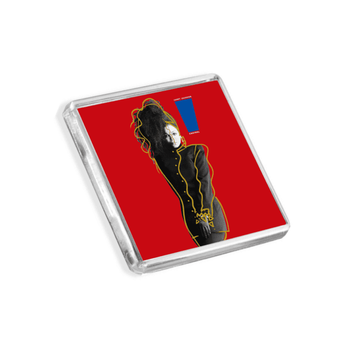 Image of Janet Jackson - Control album cover-inspired fridge magnet on a white background