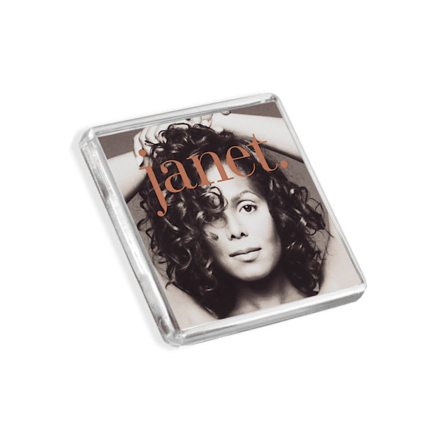 Image of Janet Jackson - Janet album cover-inspired fridge magnet on a white background