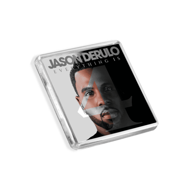 Image of Jason Derulo - Everything Is 4 album cover-inspired fridge magnet on a white background