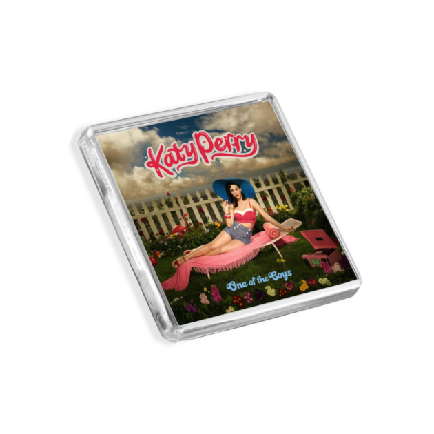 Image of Katy Perry - One Of The Boys album cover-inspired fridge magnet on a white background