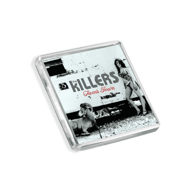 Image of The Killers - Sam's Town album cover-inspired fridge magnet on a white background