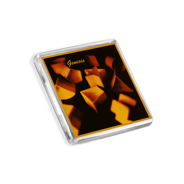 Image of Genesis - Genesis album cover-inspired fridge magnet on a white background