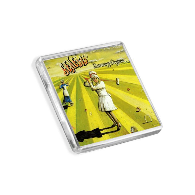 Image of Genesis - Nursery Cryme album cover-inspired fridge magnet on a white background