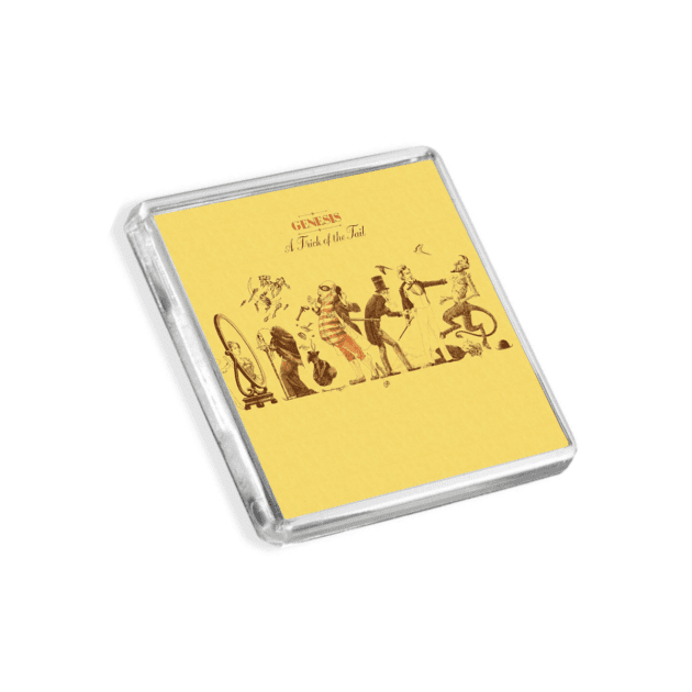 Image of Genesis - Trick Of The Tail album cover-inspired fridge magnet on a white background