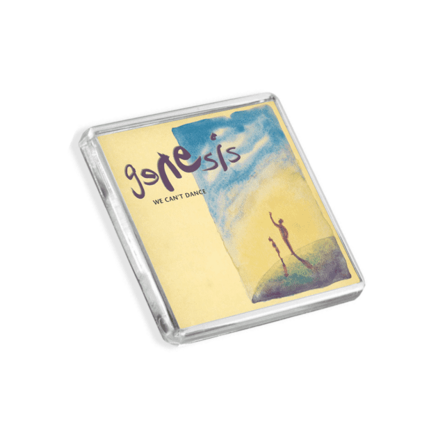 Image of Genesis - We Can't Dance album cover-inspired fridge magnet on a white background