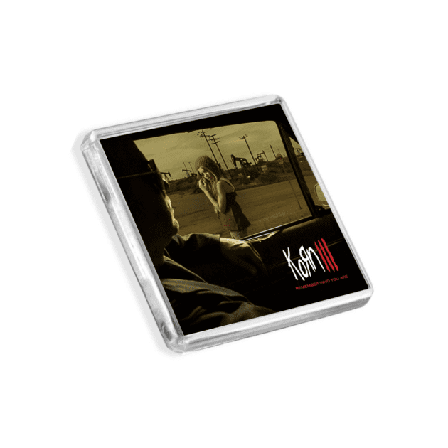 Image of Korn - III album cover-inspired fridge magnet on a white background