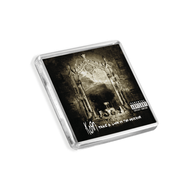 Image of Korn - Take A Look In The Mirror album cover-inspired fridge magnet on a white background