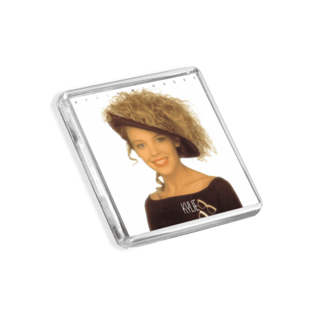 Image of Kylie Minogue - Kylie album cover-inspired fridge magnet on a white background