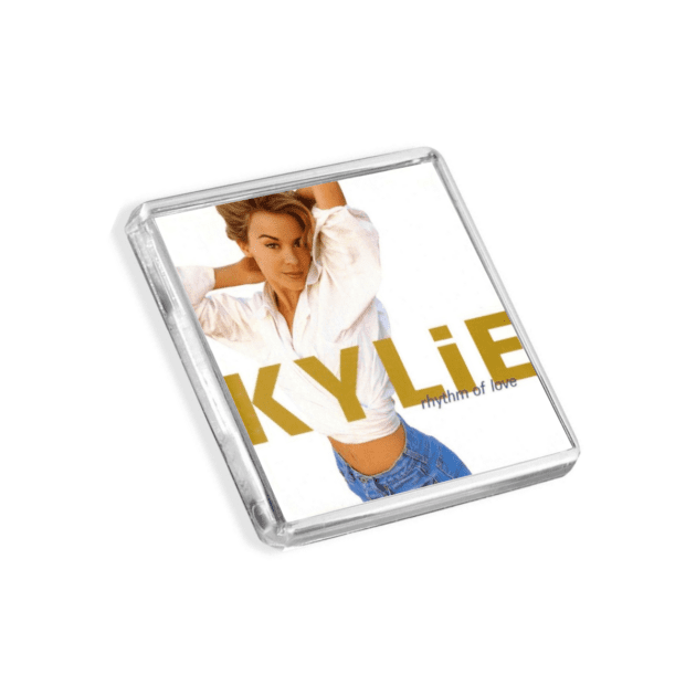 Image of Kylie Minogue - Rhythm Of Love album cover-inspired fridge magnet on a white background