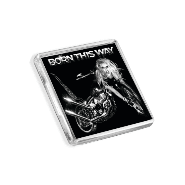 Image of Lady Gaga - Born This Way album cover-inspired fridge magnet on a white background