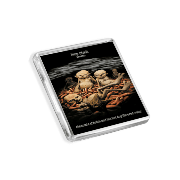 Image of Limp Bizkit - Chocolate Starfish album cover-inspired fridge magnet on a white background