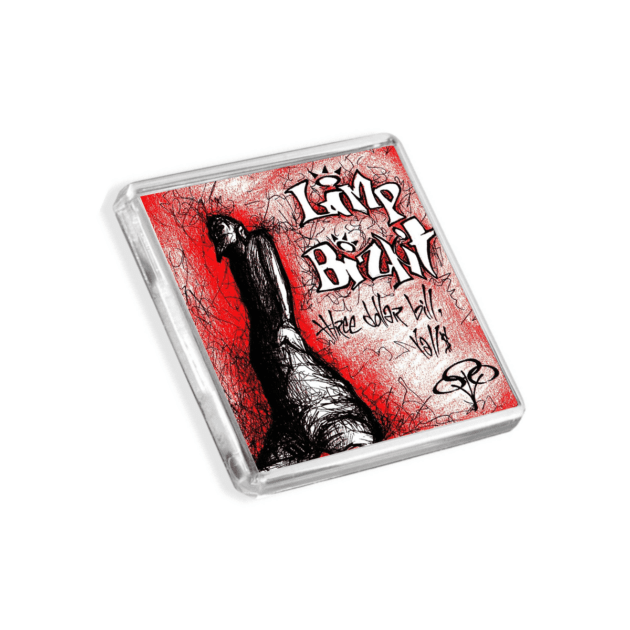 Image of Limp Bizkit - Three Dollar Bill album cover-inspired fridge magnet on a white background