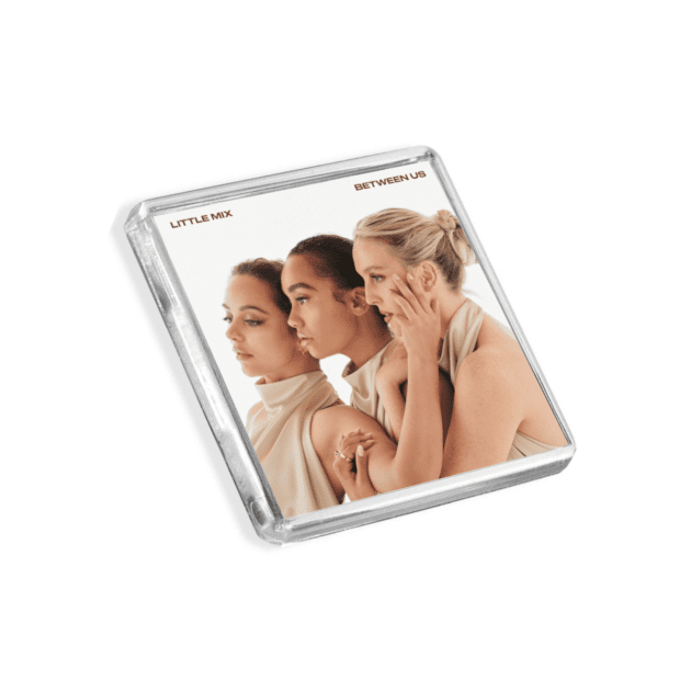 Image of Little Mix - Between Us album cover-inspired fridge magnet on a white background
