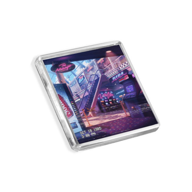 Image of The Midnight - Kids album cover-inspired fridge magnet on a white background