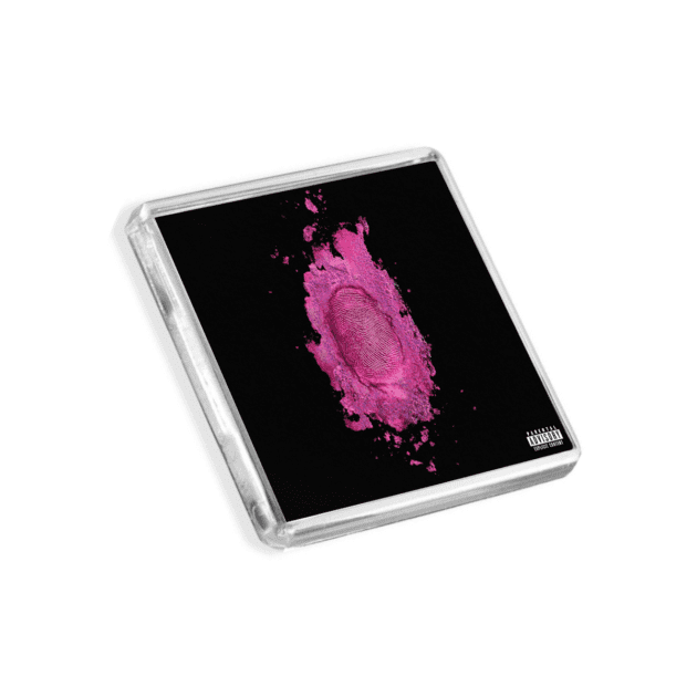 Image of Nicki Minaj - Pinkprint album cover-inspired fridge magnet on a white background