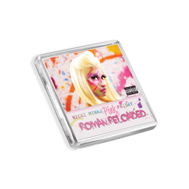 Image of Nicki Minaj - Roman Reloaded album cover-inspired fridge magnet on a white background