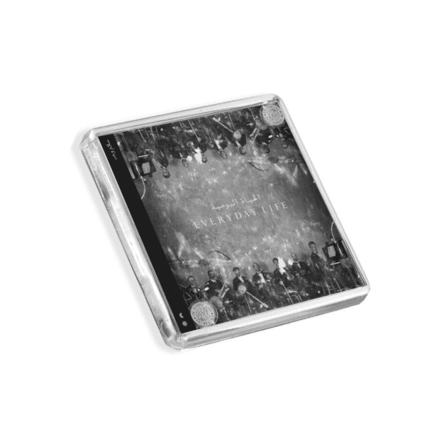 Image of Coldplay - Everyday Life album cover-inspired fridge magnet on a white background
