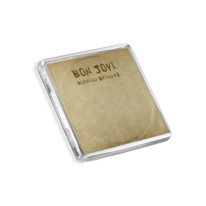 Plastic Bon Jovi - Burning Bridges magnet on a white background