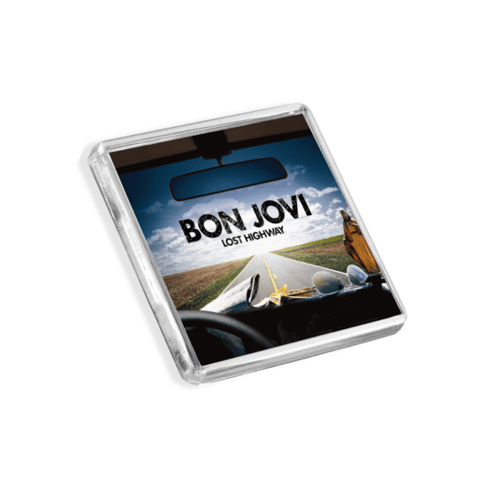 Plastic Bon Jovi - Lost Highway magnet on a white background