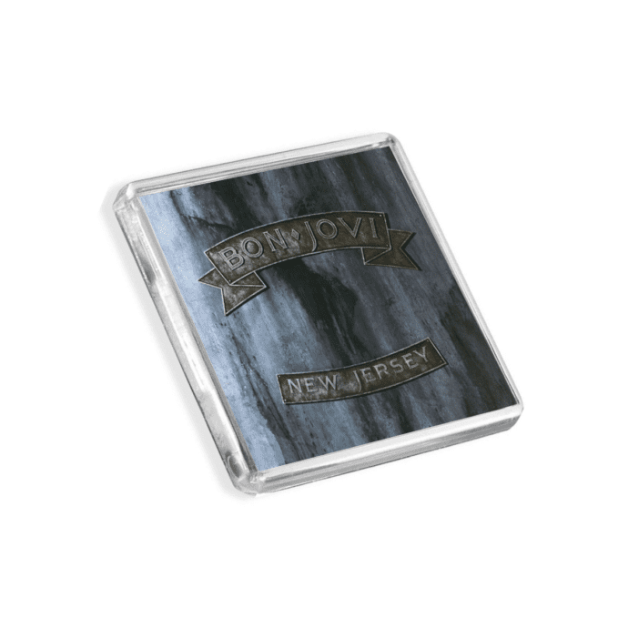 Plastic Bon Jovi - New Jersey magnet on a white background