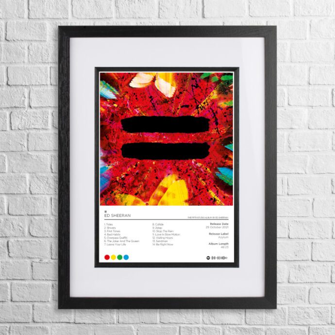 A4 custom design poster of Ed Sheeran - Equals in a black, dual-aspect frame