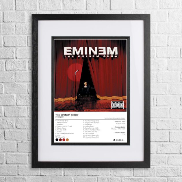 A4 custom design poster of Eminem - The Eminem Show in a black, dual-aspect frame
