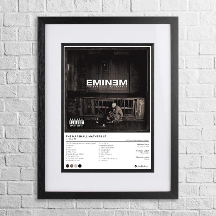 A4 custom design poster of Eminem - Marshall Mathers EP in a black, dual-aspect frame