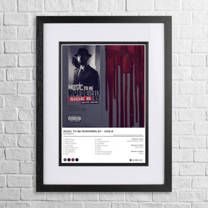 A4 custom design poster of Eminem - Music to be Murdered By Side B in a black, dual-aspect frame