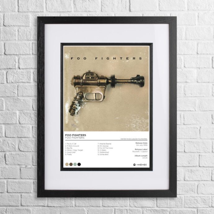 A4 custom design poster of Foo Fighters - Foo Fighters in a black, dual-aspect frame