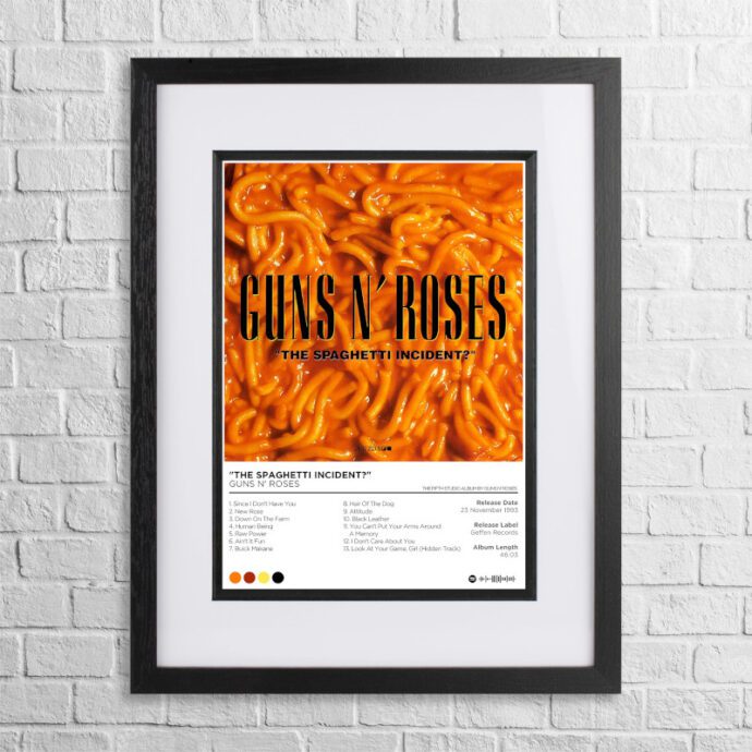 A4 custom design poster of Guns n' Roses - The Spaghetti Incident in a black, dual-aspect frame
