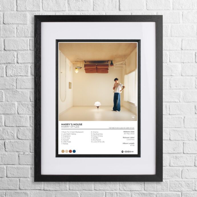 A4 custom design poster of Harry Styles - Harry's House in a black, dual-aspect frame