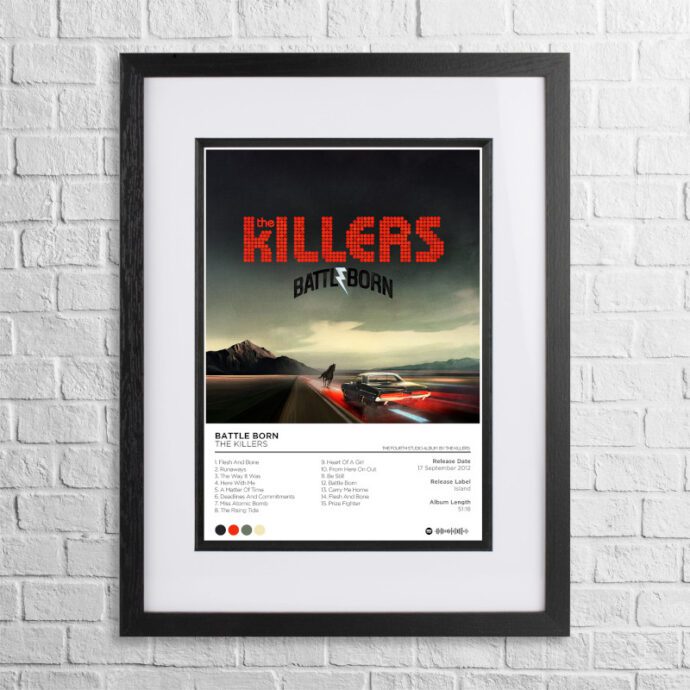 A4 custom design poster of The Killers - Battle Born in a black, dual-aspect frame