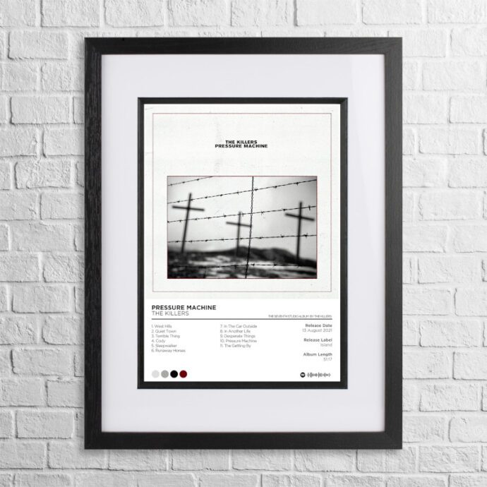 A4 custom design poster of The Killers - Pressure Machine in a black, dual-aspect frame