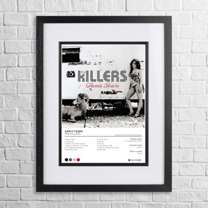 A4 custom design poster of The Killers - Sam's Town in a black, dual-aspect frame