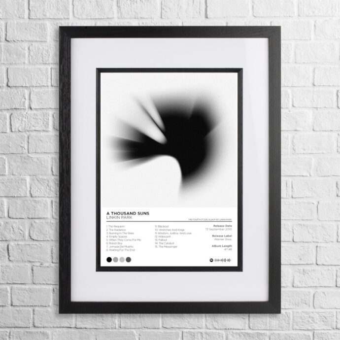 A4 custom design poster of Linkin Park - A Thousand Suns in a black, dual-aspect frame