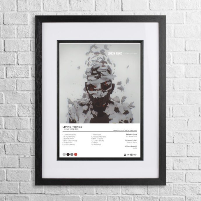 A4 custom design poster of Linkin Park - Living Things in a black, dual-aspect frame