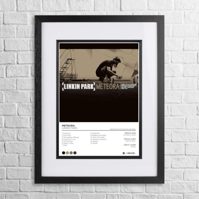 A4 custom design poster of Linkin Park - Meteora in a black, dual-aspect frame